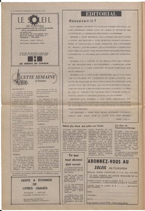 Le Soleil de Colombie, January 25, 1974, page 2