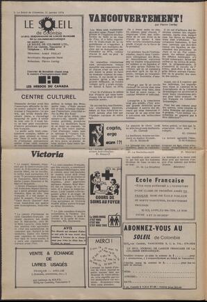 Le Soleil de Colombie, January 11, 1974, page 2