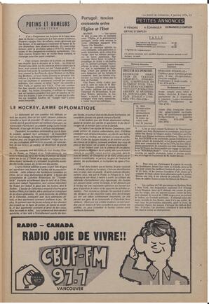 Le Soleil de Colombie, January 4, 1974, page 11