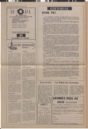 Le Soleil de Colombie, January 4, 1974, page 2