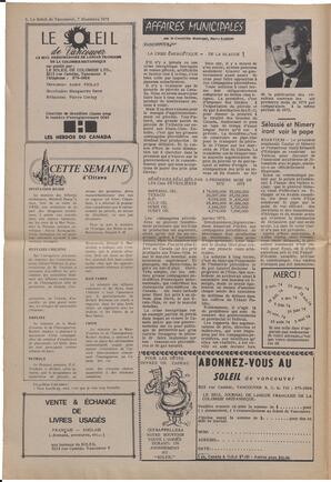 Le Soleil de Vancouver, December 7, 1973, page 2