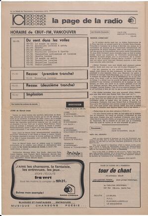 Le Soleil de Vancouver, November 9, 1973, page 6
