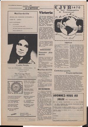 Le Soleil de Vancouver, October 26, 1973, page 12