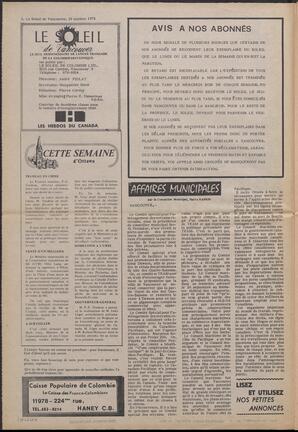 Le Soleil de Vancouver, October 19, 1973, page 2