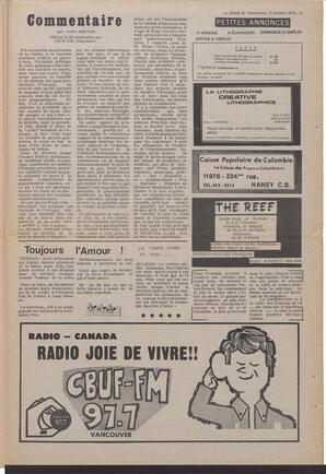Le Soleil de Vancouver, October 5, 1973, page 11