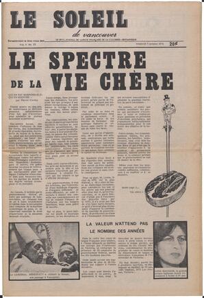 Le Soleil de Vancouver, October 5, 1973, page 1