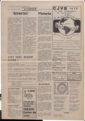 Le Soleil de Vancouver, September 14, 1973, page 12