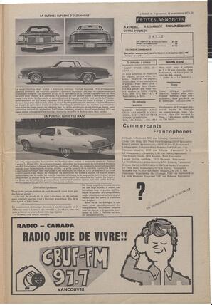 Le Soleil de Vancouver, September 14, 1973, page 11