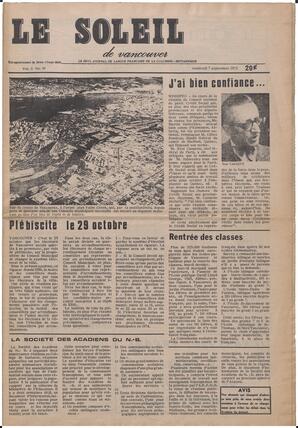 Le Soleil de Vancouver, September 7, 1973, page 2