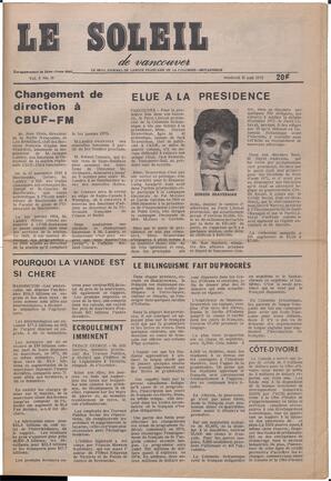 Le Soleil de Vancouver, August 31, 1973, page 1