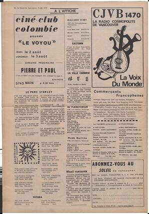 Le Soleil de Vancouver, August 3, 1973, page 12
