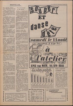 Le Soleil de Vancouver, August 3, 1973, page 3