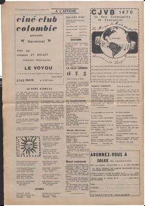 Le Soleil de Vancouver, July 27, 1973, page 12
