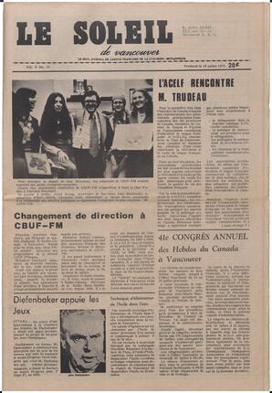 Le Soleil de Vancouver, July 13, 1973, page 1