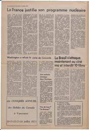 Le Soleil de Vancouver, July 6, 1973, page 4