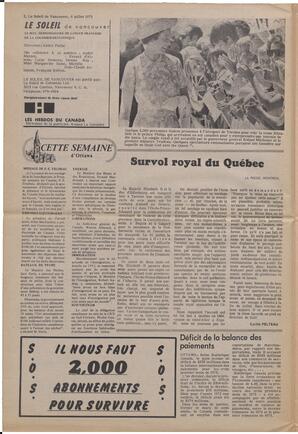 Le Soleil de Vancouver, July 6, 1973, page 2