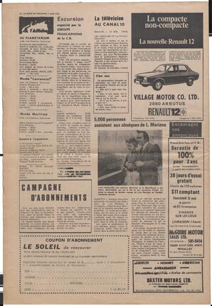 Le Soleil de Vancouver, August 7, 1970, page 12