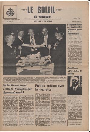 Le Soleil de Vancouver, June 19, 1970, page 1