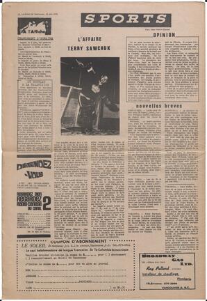 Le Soleil de Vancouver, June 12, 1970, page 12