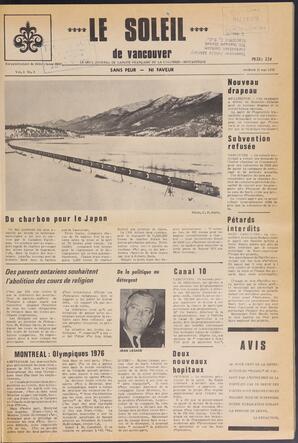 Le Soleil de Vancouver, May 15, 1970, page 1