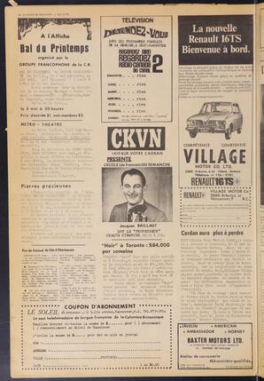 Le Soleil de Vancouver, May 1, 1970, page 13