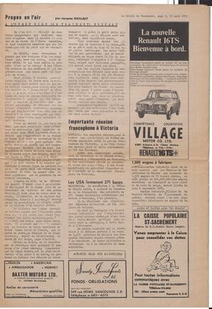 Le Soleil de Vancouver, March 13, 1970, page 3