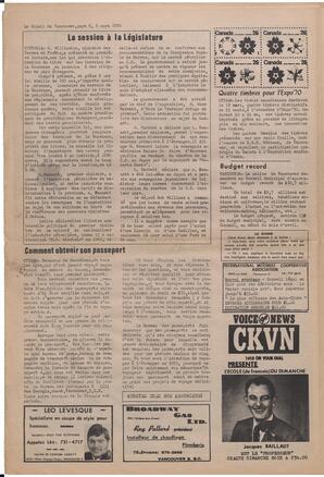 Le Soleil de Vancouver, March 6, 1970, page 6