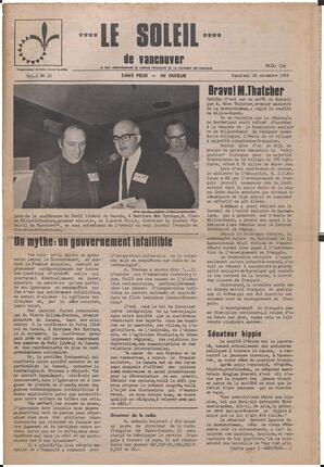 Le Soleil de Vancouver, November 28, 1969, page 1