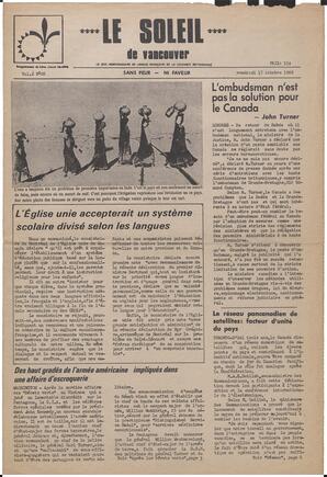 Le Soleil de Vancouver, October 17, 1969, page 1