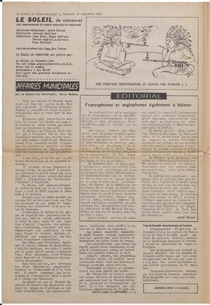 Le Soleil de Vancouver, September 19, 1969, page 2