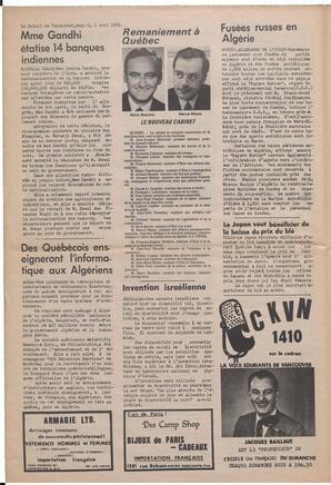 Le Soleil de Vancouver, August 1, 1969, page 6