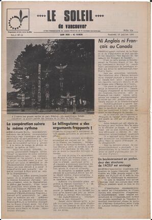 Le Soleil de Vancouver, July 18, 1969, page 1