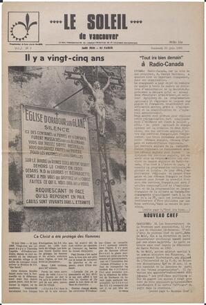 Le Soleil de Vancouver, June 20, 1969, page 1