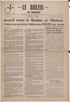 Le Soleil de Vancouver, June 13, 1969, page 1