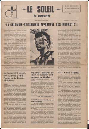 Le Soleil de Vancouver, April 4, 1969, page 1