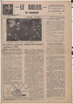 Le Soleil de Vancouver, January 24, 1969, page 1