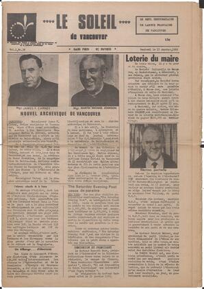 Le Soleil de Vancouver, January 17, 1969, page 1