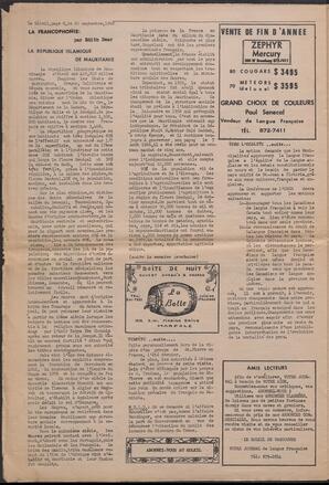 Le Soleil de Vancouver, September 20, 1968, page 8
