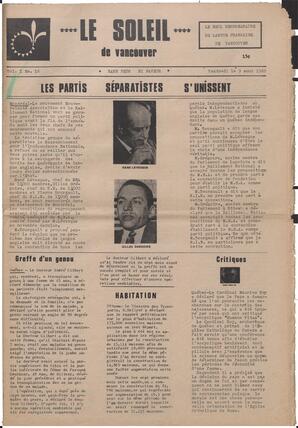 Le Soleil de Vancouver, August 9, 1968, page 1