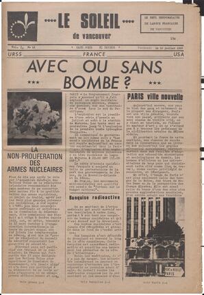 Le Soleil de Vancouver, July 12, 1968, page 1