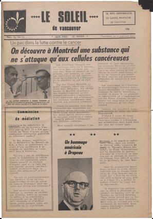 Le Soleil de Vancouver, July 5, 1968, page 1