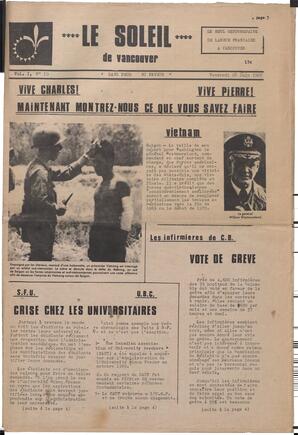 Le Soleil de Vancouver, June 28, 1968, page 1
