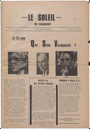 Le Soleil de Vancouver, June 21, 1968, page 1