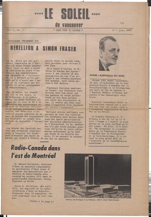 Le Soleil de Vancouver, June 7, 1968, page 1