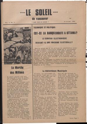 Le Soleil de Vancouver, May 10, 1968, page 1