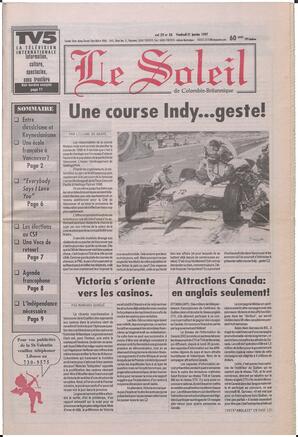 Le Soleil de Colombie-Britannique, January 31, 1997, page 1