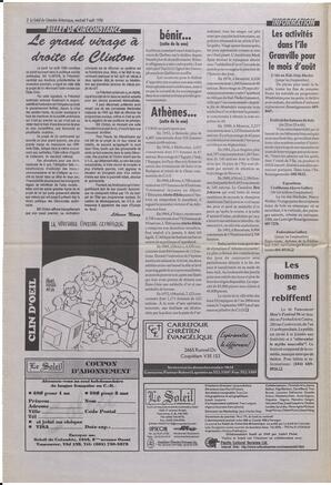 Le Soleil de Colombie-Britannique, August 9, 1996, page 2