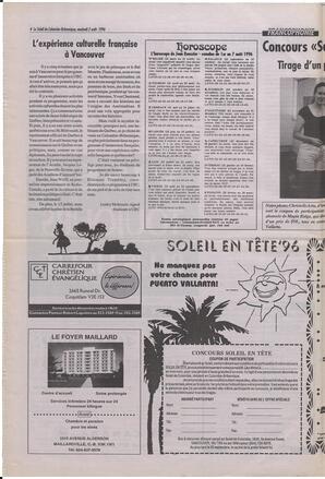 Le Soleil de Colombie-Britannique, August 2, 1996, page 4