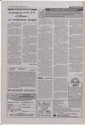 Le Soleil de Colombie-Britannique, August 2, 1996, page 2