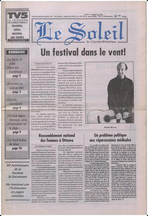 Le Soleil de Colombie-Britannique, June 21, 1996, page 1
